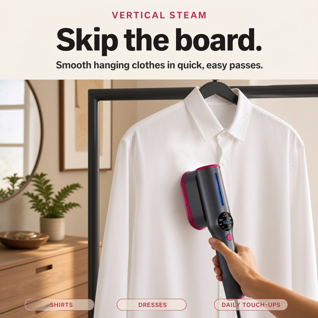 MSTEAMER used vertically on a hanging shirt