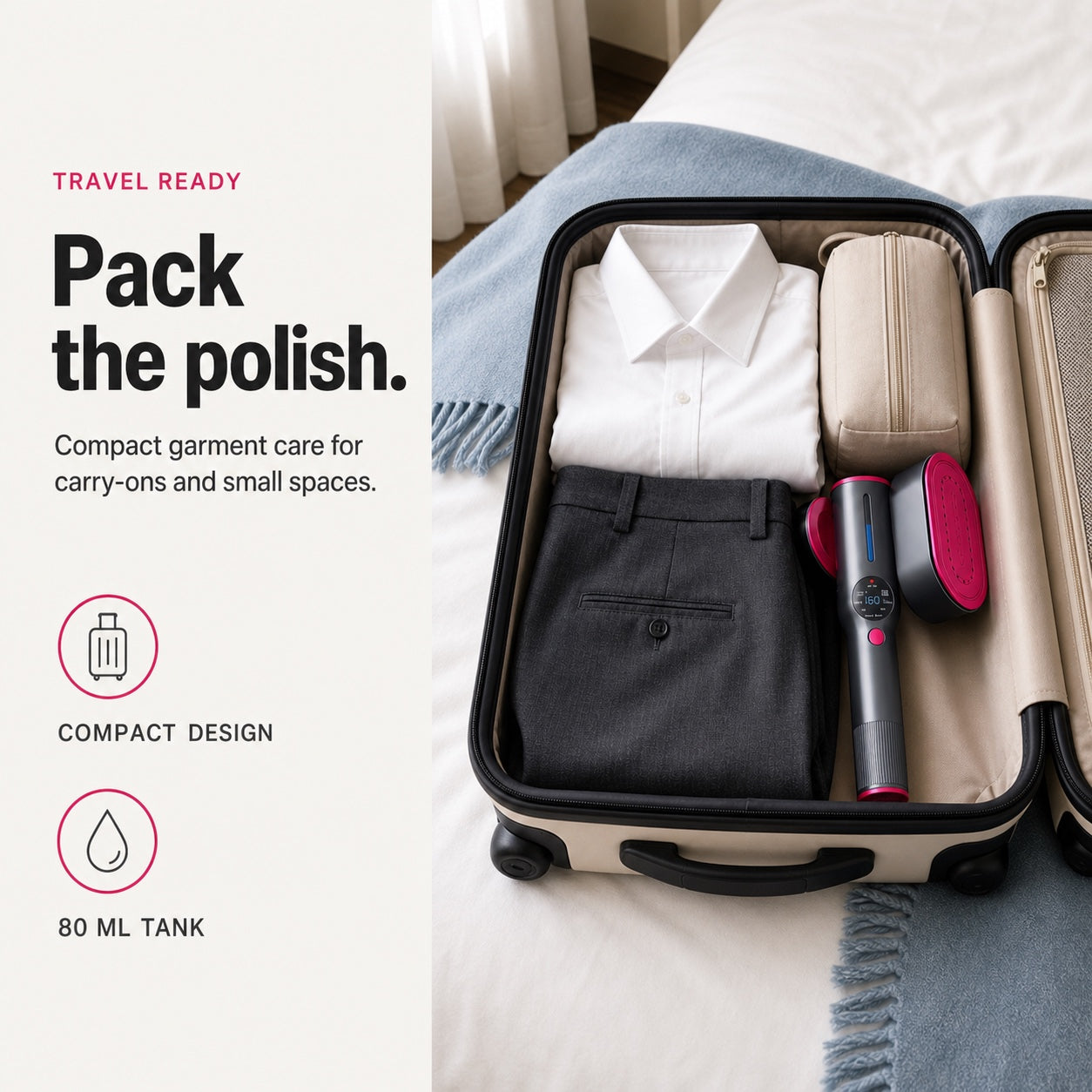 MSTEAMER packed in a carry-on for travel
